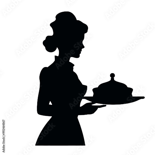 chef baker baking silhouette vector illustration transparent background photo