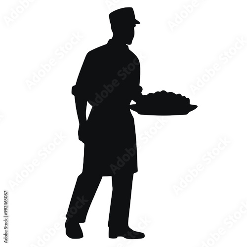 chef baker baking silhouette vector illustration transparent background photo