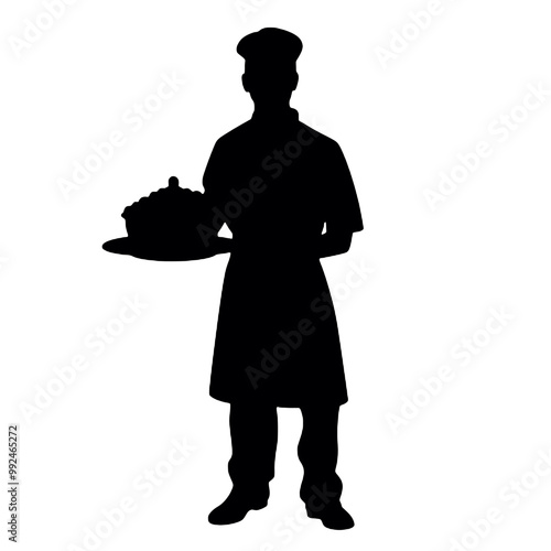 chef baker baking silhouette vector illustration transparent background photo