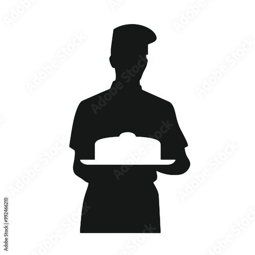 Chef Baker Silhouette Isolated on White Background – Vector Illustration