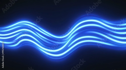 Glowing Blue Neon Stripes in Smooth Motion