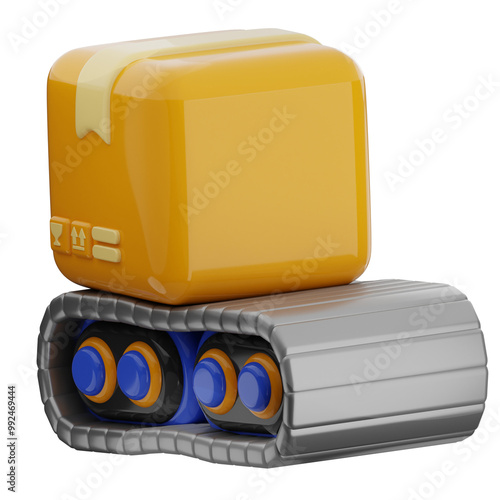 Package conveyor 3d illustration. warehouse technology icon.