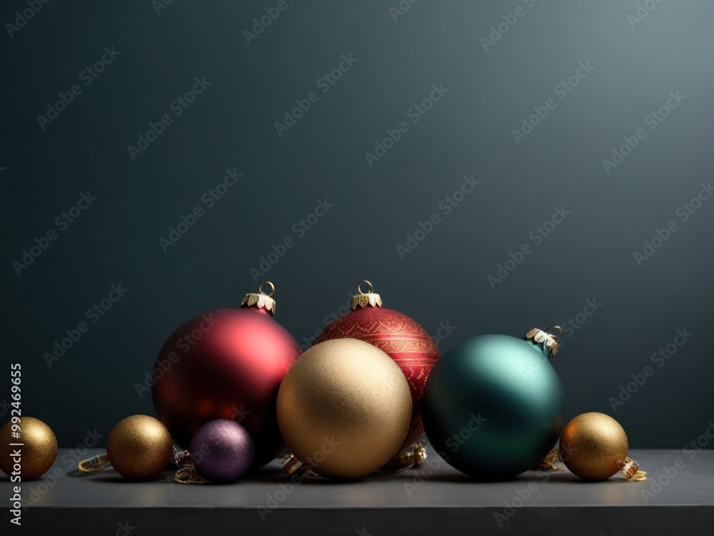 elegant minimalist design christmas baubles hanging on plain wall elegant minimalist design christmas baubles hanging on plain wall