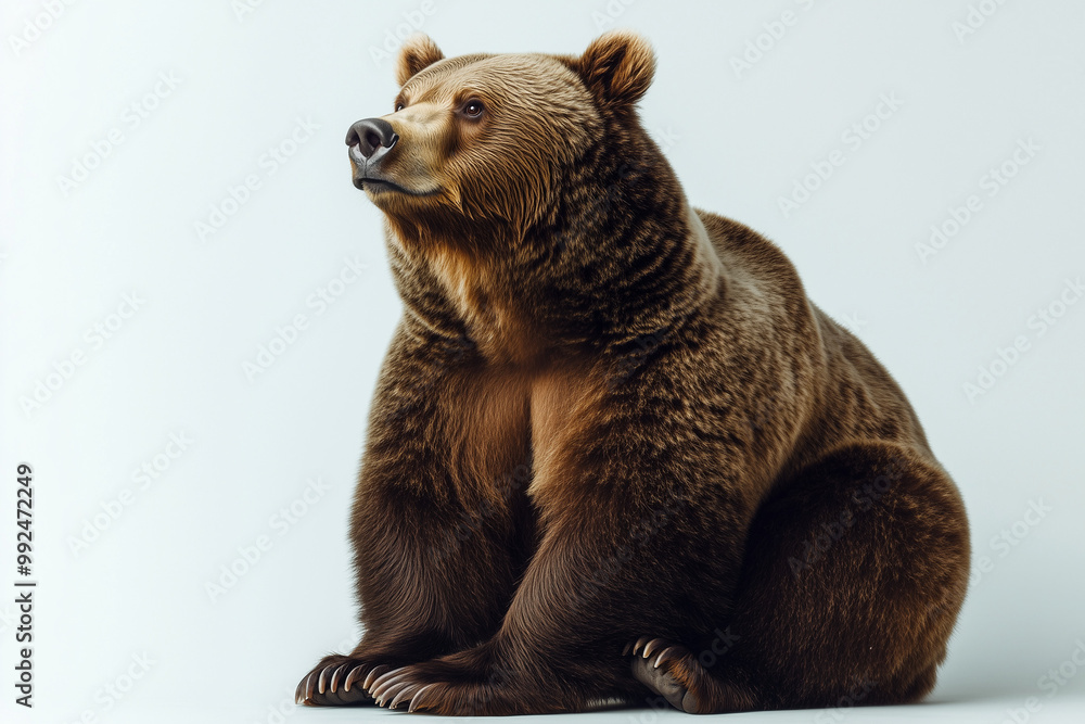 Obraz premium Sitting Bear Growling A brown bear sitting and growling, showing its strength.