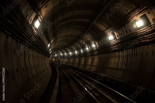 地下トンネル。地下鉄の路線｜Underground tunnel. Subway lines.