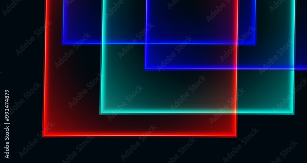 Vibrant arrangement of overlapping squares in neon colors, creating a striking visual effect against a dark background Vibrant arrangement of overlapping squares in neon colors, creating a striking visual effect against a dark background