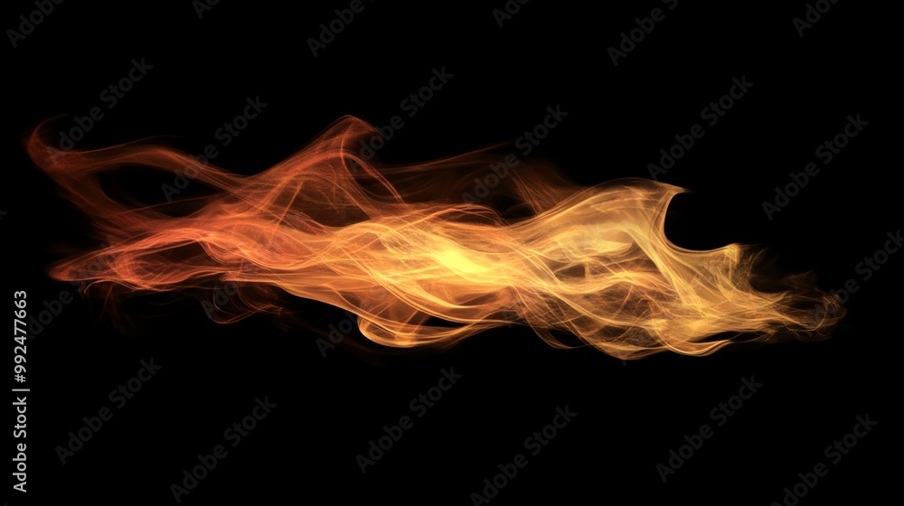 Fototapeta premium Vibrant and dynamic flame waves blend hues of orange and yellow against a dark background, perfect for artistic design projects.