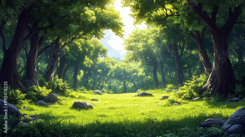 Sunlit Forest Landscape