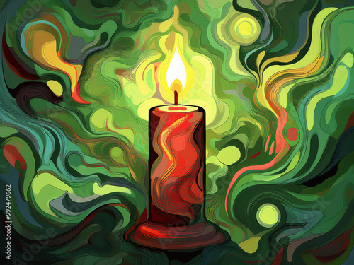 burning candle in a glass