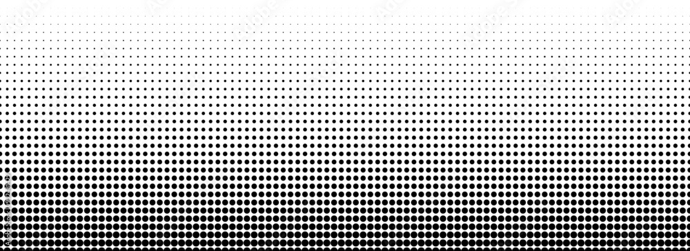 Dotted halftone gradient texture. Fading polka dot background. Repeated dots gradation pattern background. Black vanishing comic pop art overlay backdrop. Halftone raster effect wallpaper. Vector