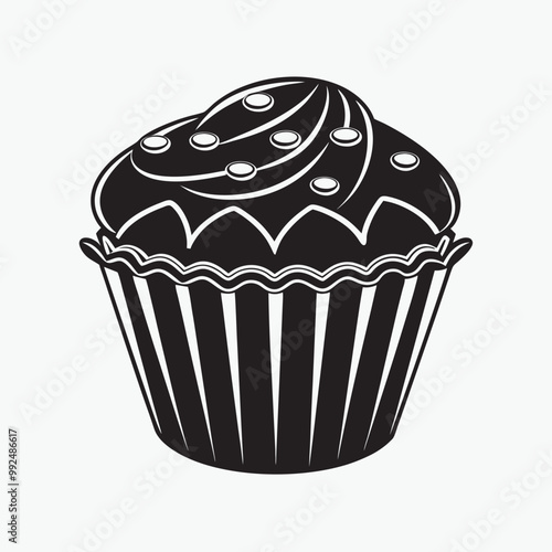 Bakery Food Muffin Icon in Flat Style - Vector Clipart for Cafes, Bakeshops, and Menus