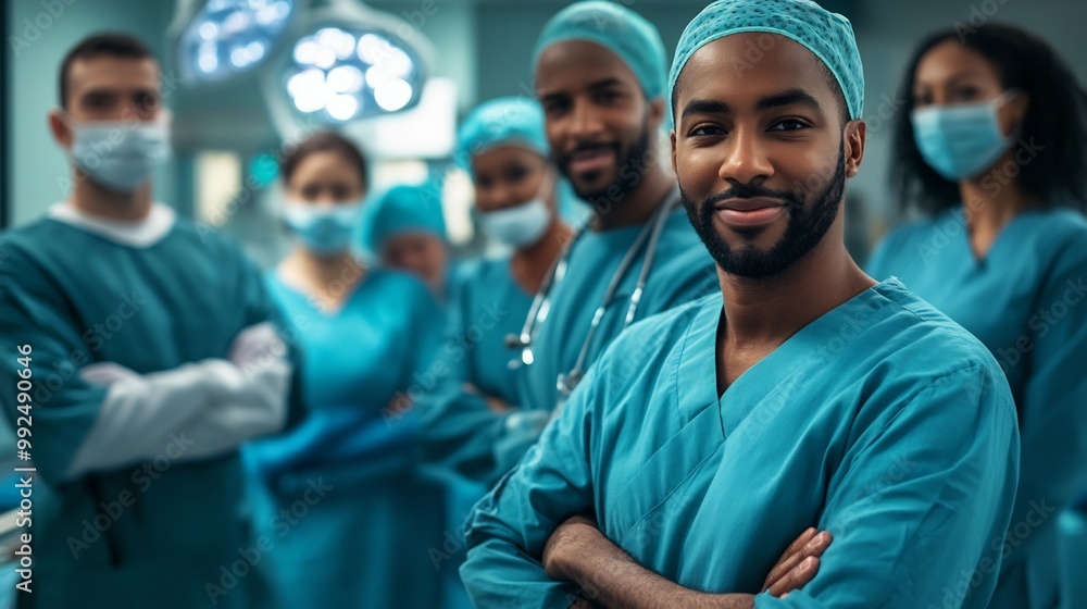 Fototapeta premium Confident Surgical Team in the Operating Room. AI Generated