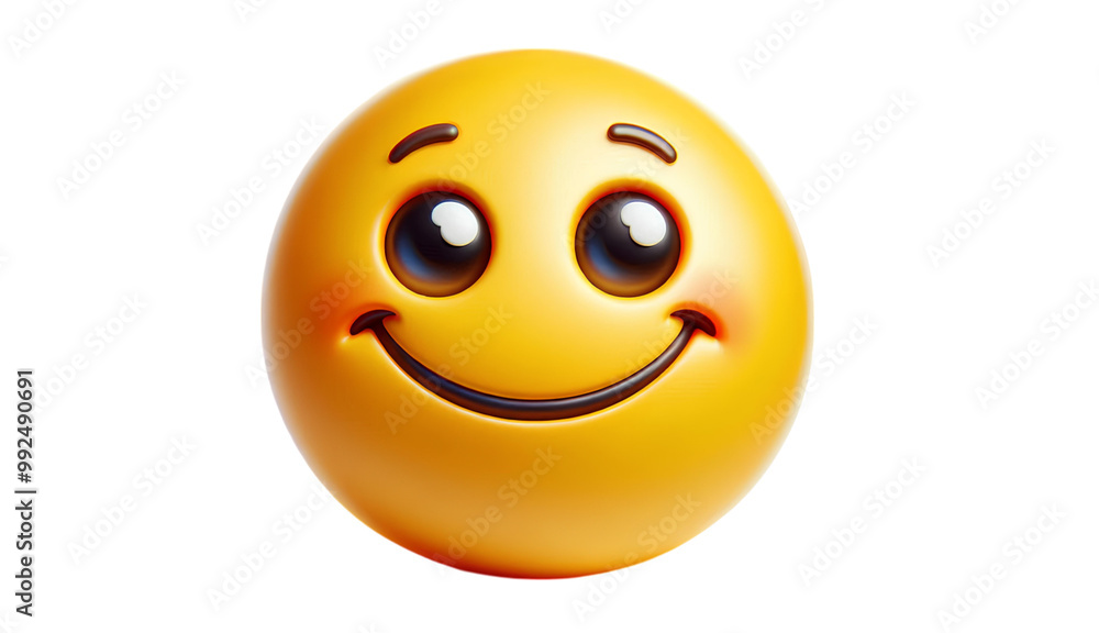 Smiling Emoji with Big Shiny Eyes, Representing Happiness, Innocence, and Positivity in a Cute and Cheerful Cartoon Style Illustration Smiling Emoji with Big Shiny Eyes, Representing Happiness, Innocence, and Positivity in a Cute and Cheerful Cartoon Style Illustration