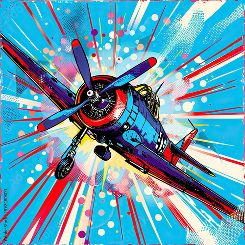 Skyward Bound: A Pop-Art Vintage Airplane