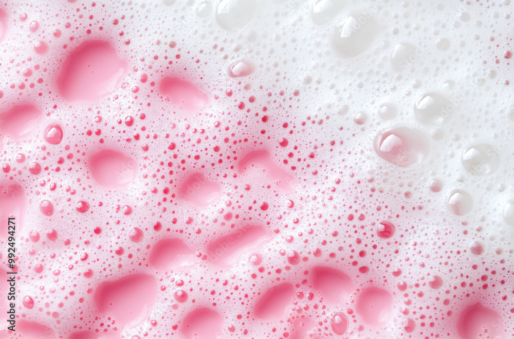 Close-up of pink sponge texture background with bubbles Close-up of pink sponge texture background with bubbles