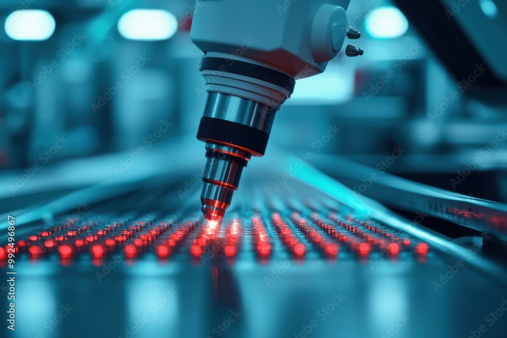 Laser process on circuit board, blue tone Laser process on circuit board, blue tone