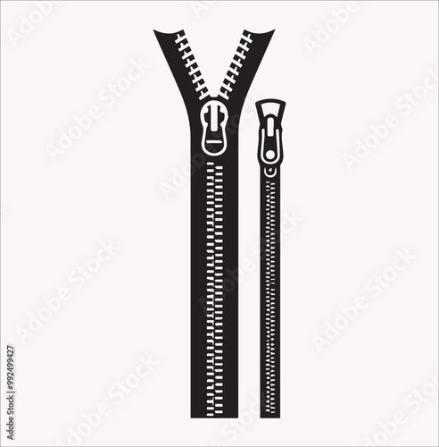 zipper vector icon silhouette on a white background