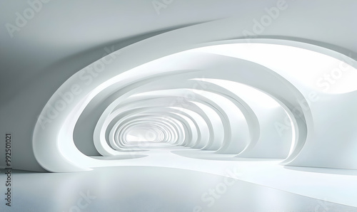 Abstract futuristic light corridor interior, Modern minimal background