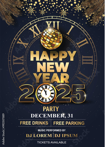 2025 Happy New Year Background for your Flyers and Greetings Card or new year themed party invitation. abstract vector illustration design