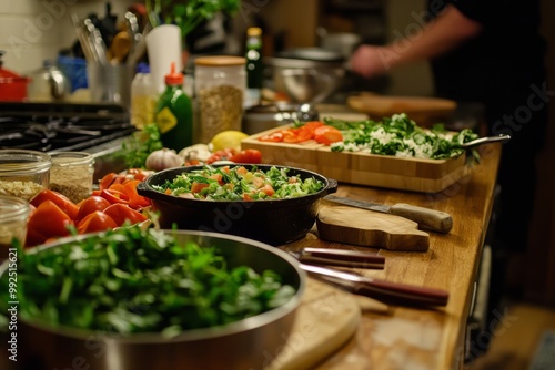 A Kitchen Table Filled With Ingredients For A Week Of Healthy Dinners. The Person Plans And Preps Each Meal To Save Time During The Week