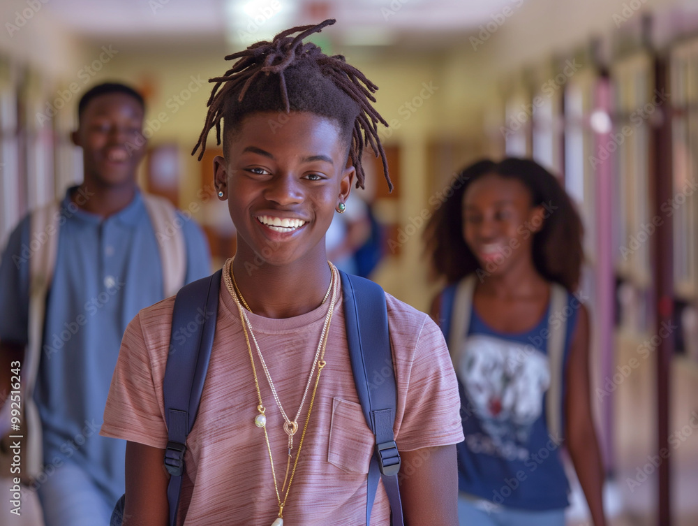 Fototapeta premium black teens in the school