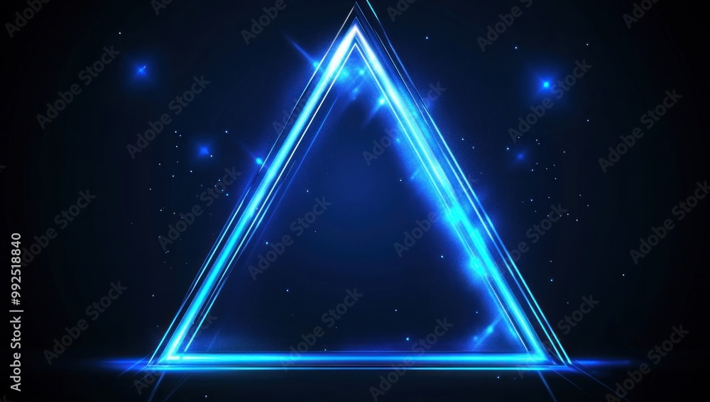 Abstract Blue Neon Triangle with Glowing Lights Abstract Blue Neon Triangle with Glowing Lights