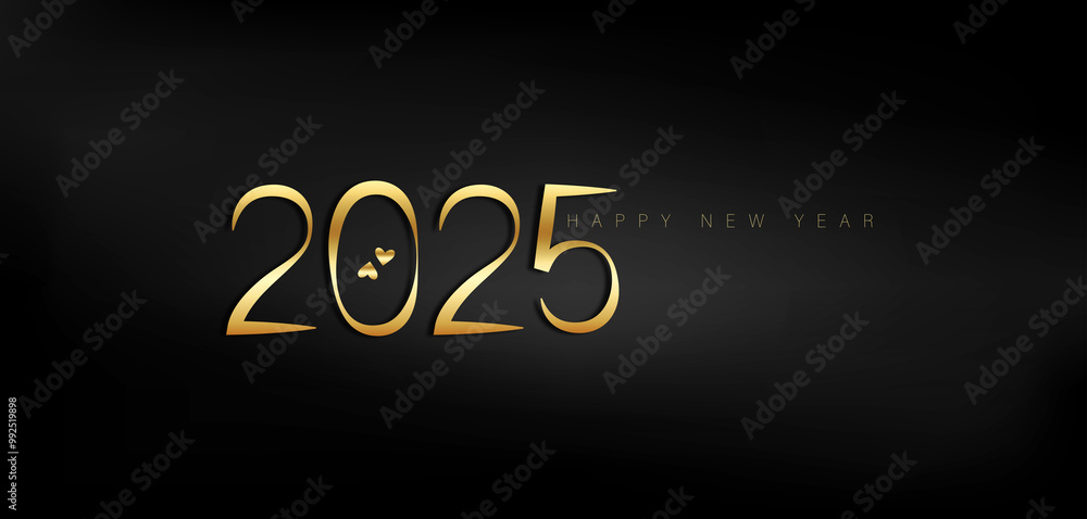 Happy New Year 2025 in elegant gold text with a heart on a sleek black background Happy New Year 2025 in elegant gold text with a heart on a sleek black background
