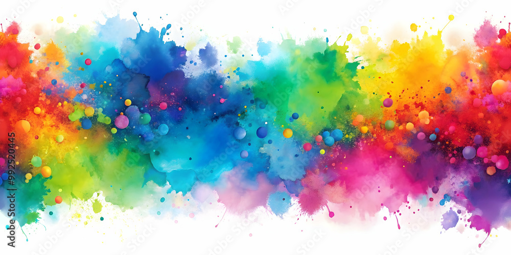 Fototapeta premium Abstract watercolor pattern with vibrant colors and splatter design, liquid, bright, abstract, watercolor, pattern, vibrant