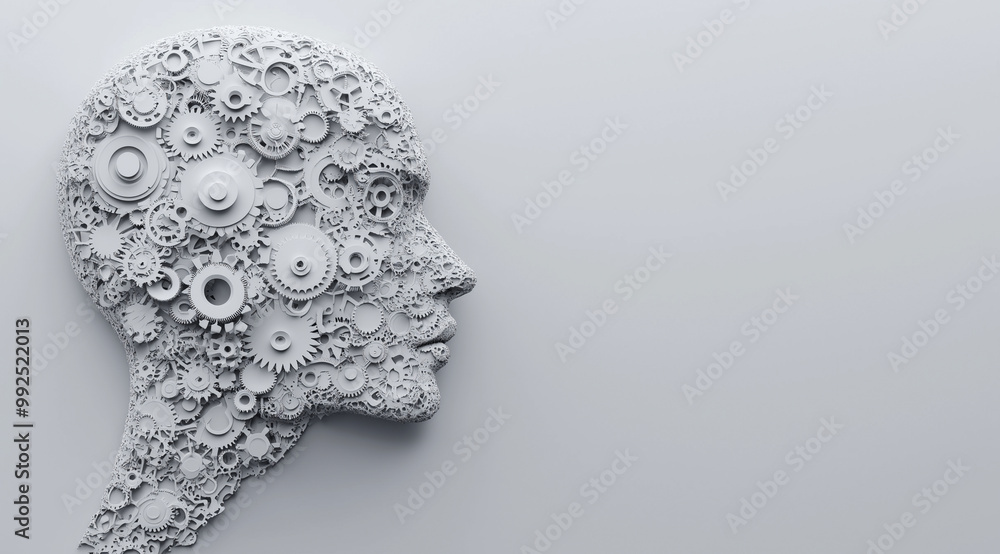 Human with a mechanism inside the head, for World Mental Health Day, created using Generative AI technology. Human with a mechanism inside the head, for World Mental Health Day, created using Generative AI technology.
