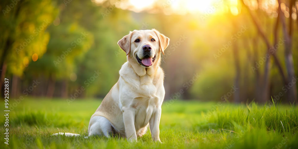 Friendly and loyal Labrador Retriever sitting on grass , dog, pet, animal, retriever, obedient, happy, outdoor, play, cute Friendly and loyal Labrador Retriever sitting on grass , dog, pet, animal, retriever, obedient, happy, outdoor, play, cute