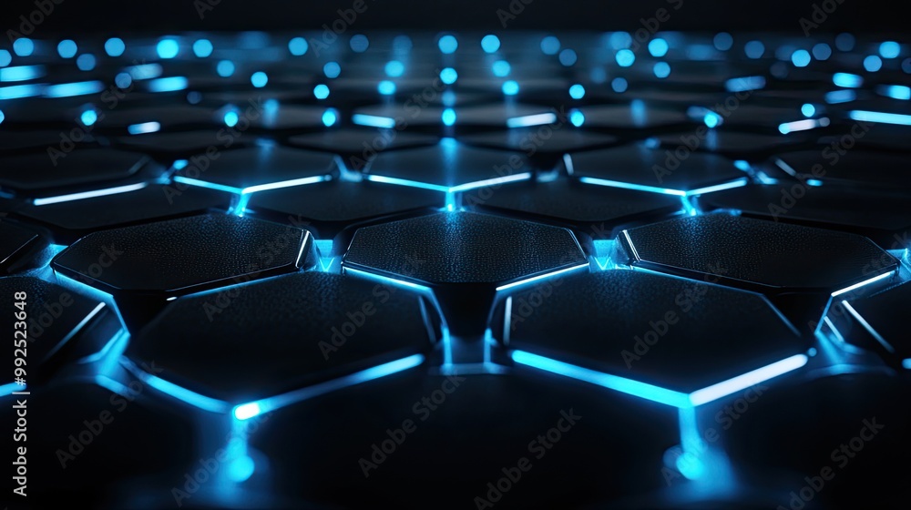 Obraz premium Futuristic Technology Background with Hexagon Grid Pattern Design