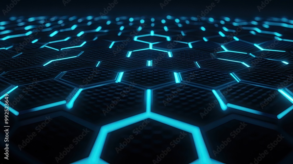 Obraz premium Futuristic Technology Background with Hexagon Grid Pattern Design