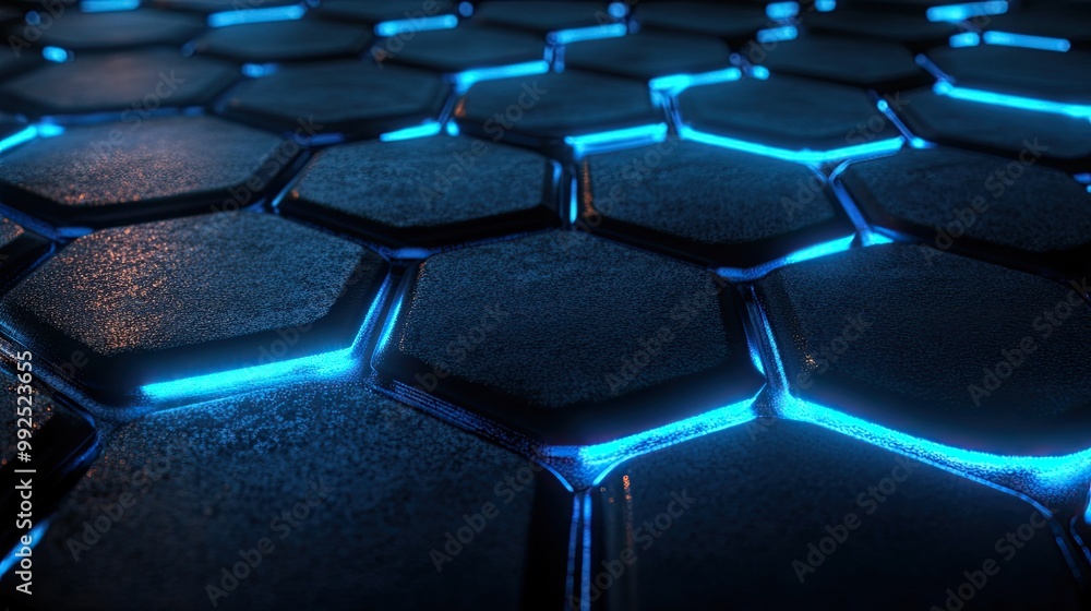 Futuristic Technology Background with Hexagon Grid Pattern Design Futuristic Technology Background with Hexagon Grid Pattern Design