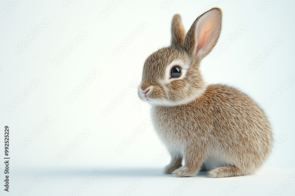 Obraz premium Side View of a Rabbit Side view of a brown rabbit sitting upright, ears perked.