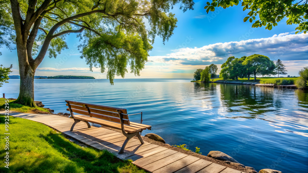Tranquil spot by the waterfront perfect for unwinding and enjoying nature's beauty, relaxation, peaceful, serene, calm, lake Tranquil spot by the waterfront perfect for unwinding and enjoying nature's beauty, relaxation, peaceful, serene, calm, lake