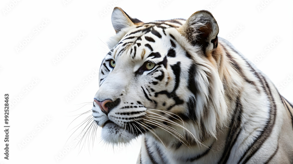 Fototapeta premium White tiger side view cut out on background, White tiger, cut out, isolated, background, animal, predator, feline, wildlife