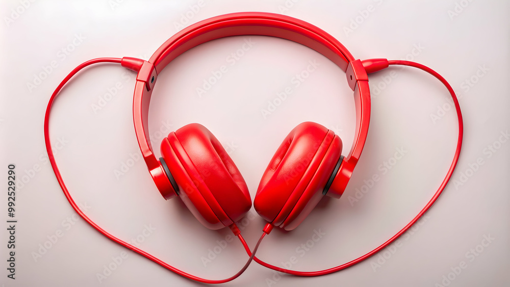 Red heart shaped wired headphones for music lovers, red, heart, headphones, music, lover, sound, technology Red heart shaped wired headphones for music lovers, red, heart, headphones, music, lover, sound, technology