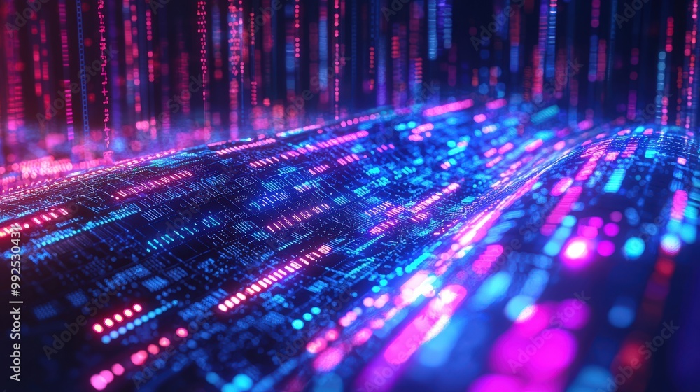 Vibrant Neon Data Flow in Digital Space Vibrant Neon Data Flow in Digital Space