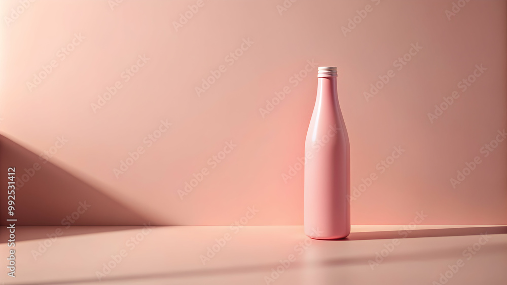 Minimalistic pink bottle casting shadows on a soft pastel background, beauty, cosmetic, skincare, pink, minimalist, shadows, pastel Minimalistic pink bottle casting shadows on a soft pastel background, beauty, cosmetic, skincare, pink, minimalist, shadows, pastel