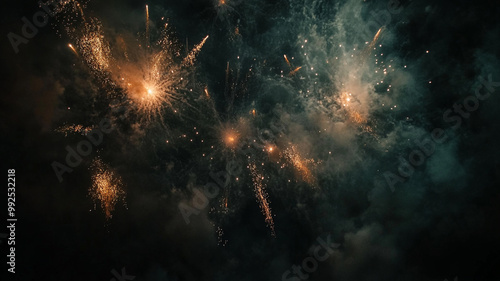 Wallpaper Mural Colorful fireworks illuminate the night sky during a celebration in a vibrant urban setting Torontodigital.ca