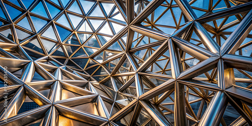 Closeup of a modern art metal structure with geometric design elements, metallic, texture, closeup, geometric, design Closeup of a modern art metal structure with geometric design elements, metallic, texture, closeup, geometric, design