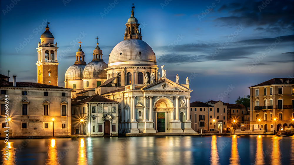 Church of Saints John and Paul illuminated at night in Venice, Italy, Venice, Italy, Church of Saints John and Paul Church of Saints John and Paul illuminated at night in Venice, Italy, Venice, Italy, Church of Saints John and Paul
