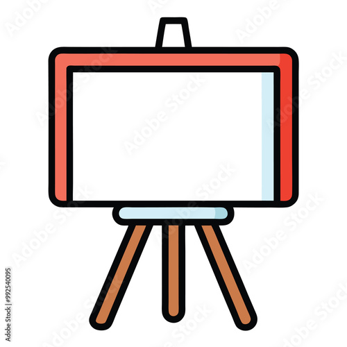 Empty whiteboard. Clean office whiteboard isolated cartoon vector illustration of blank board for business, clean empty frame.