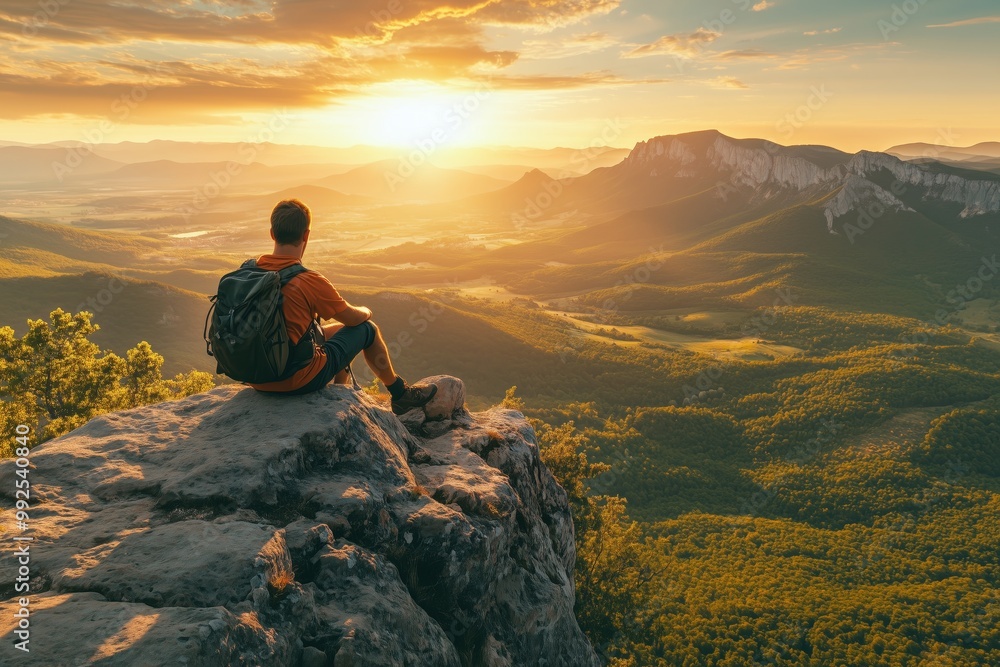 Fototapeta premium I conquered the mountain at dawn