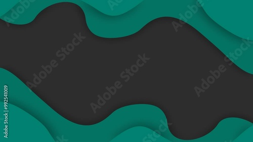 Abstract papercut black and gree waves motion