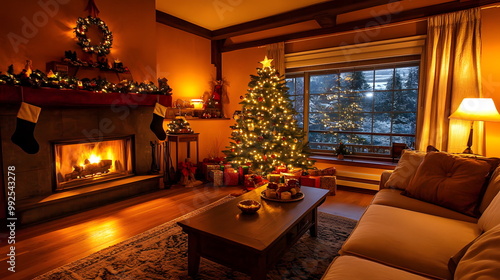 Wallpaper Mural Cozy Holiday Living Room Decor Torontodigital.ca