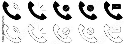 シンプルな電話のアイコンイラストセット