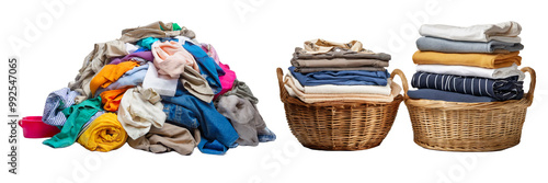 PNG pile of clothes isolated transparency background. Generative AI