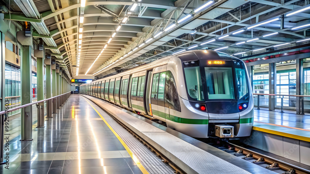 Automated driverless Macao Light Rapid Transit train at Airport station in Macau, China , Autonomous Automated driverless Macao Light Rapid Transit train at Airport station in Macau, China , Autonomous