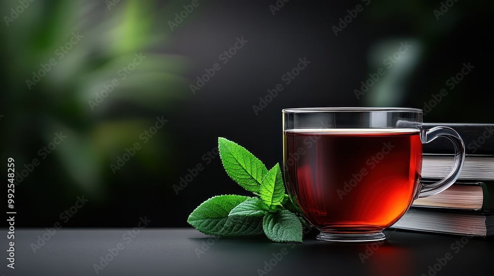 Aromatic Tea Break: A steaming cup of tea, nestled amongst a stack of books, offers a moment of tranquility and relaxation. Aromatic Tea Break: A steaming cup of tea, nestled amongst a stack of books, offers a moment of tranquility and relaxation.